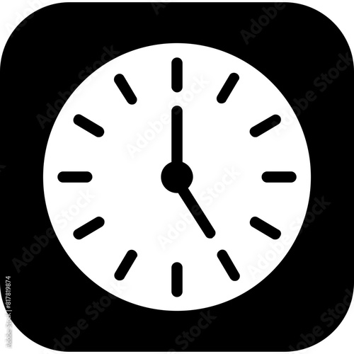 Clock vector icon in glyph style 