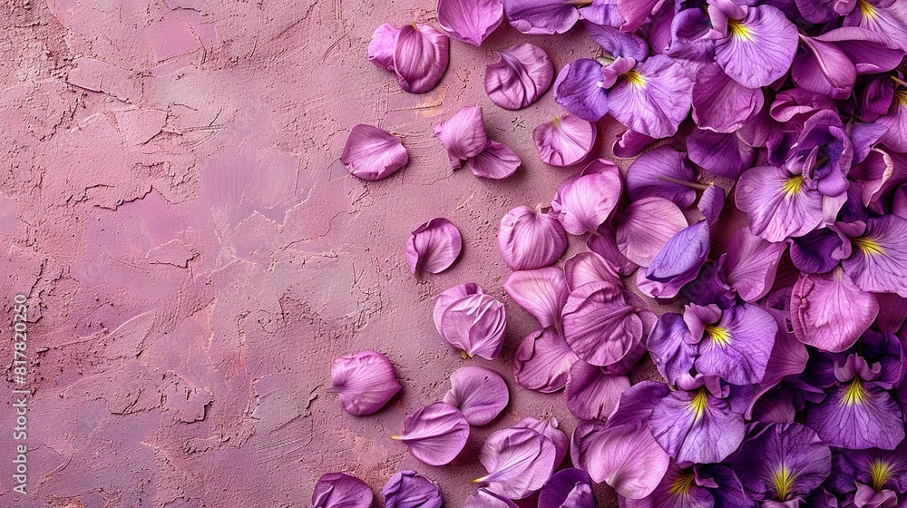 Purple flowers on pink and purple surface with a pink background Purple flowers on pink and purple surface with a pink background