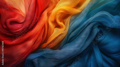  A close-up of multicolored fabric with an abundance of fabric at its base