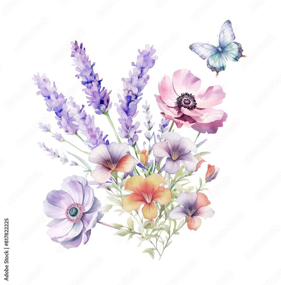Obraz premium Watercolor Bouquet with Anemone.