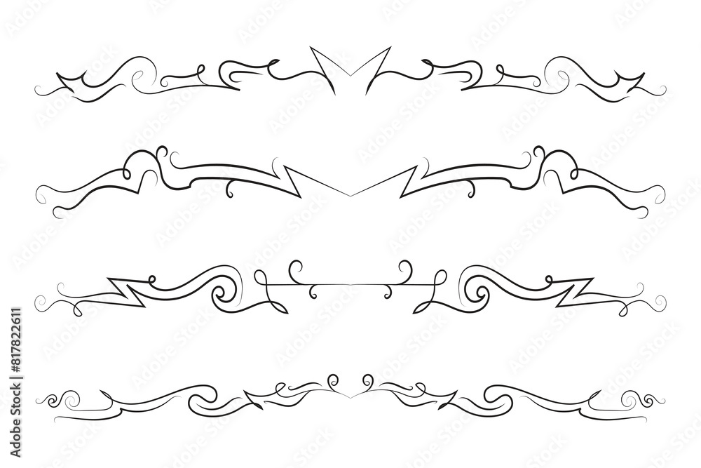 Calligraphy filigree lines Text dividers, vintage Flourishes decorative Scrolls wedding Ornate, fancy elegant page Separators design elements, Header Swirls menu cards Ornamental Border