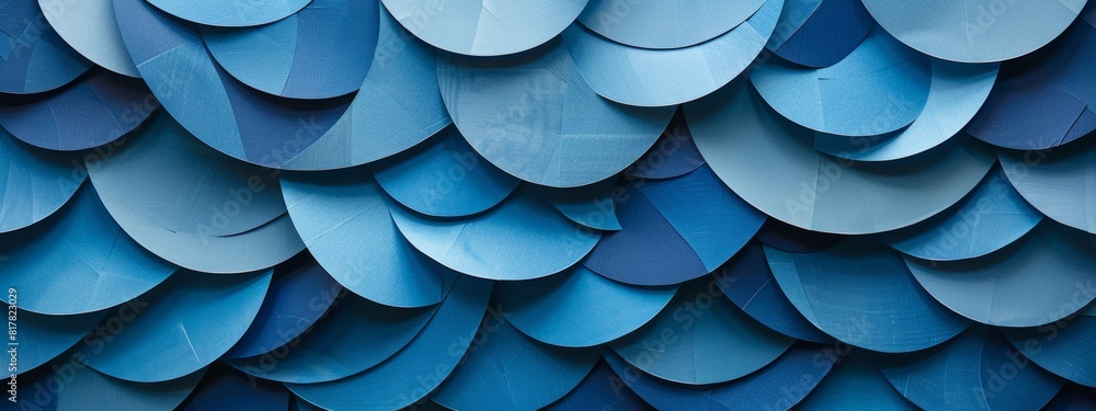 Obraz premium Abstract paper cutouts arranged to form blue patterns.