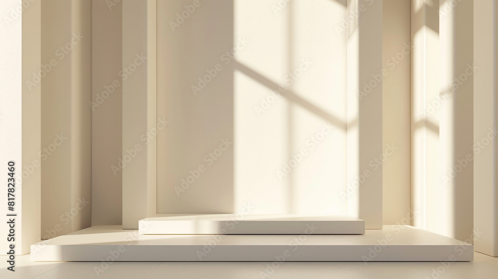 Fototapeta premium blank dais, podium in beige wall