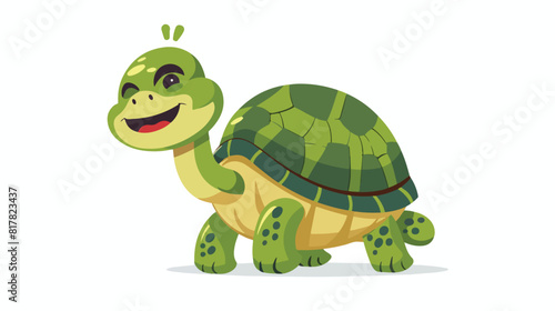 Cute and happy green turtle with thumb up gesture. Fu