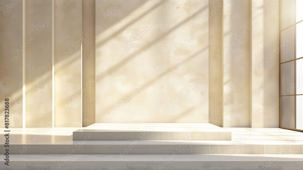 Fototapeta premium blank dais, podium in beige wall