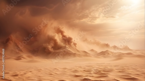 dramatic digital art of a sandstorm in the desert background