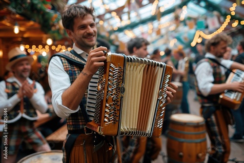 Musicians Playing Accordion at Oktoberfest Celebration