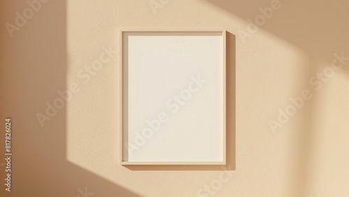 blank picture frame on beige wall