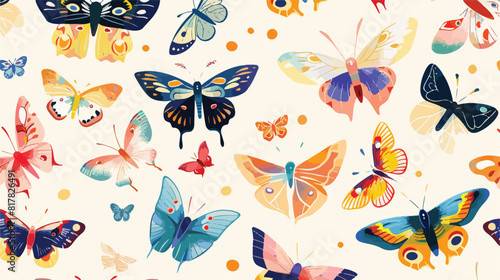 Butterflies seamless pattern. Tropical nature background