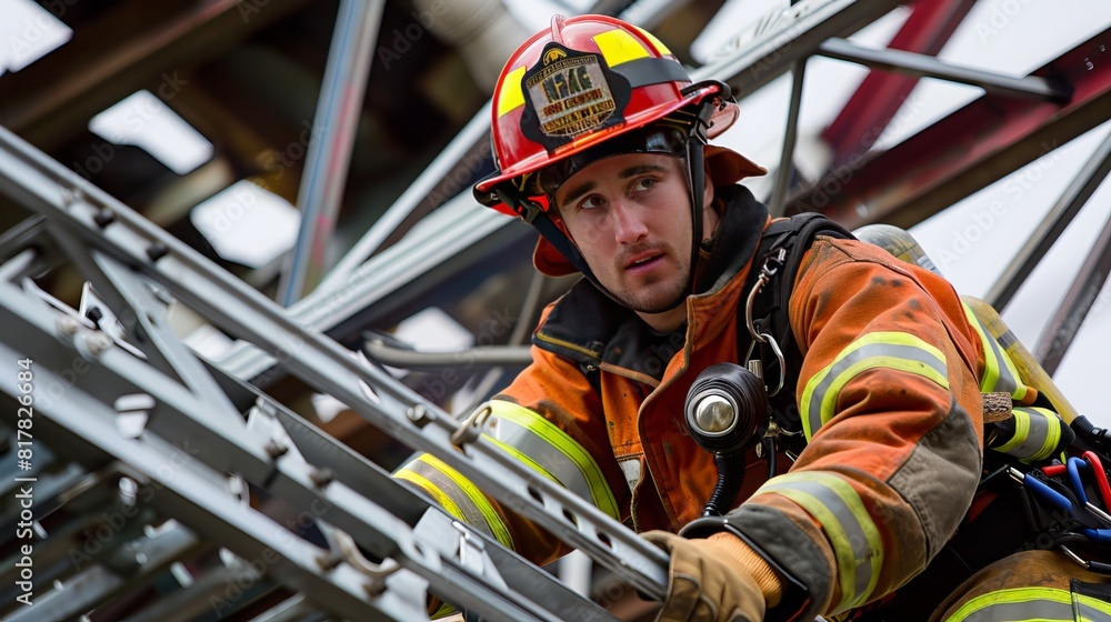 Firefighter in Training During training exercises, firefighters