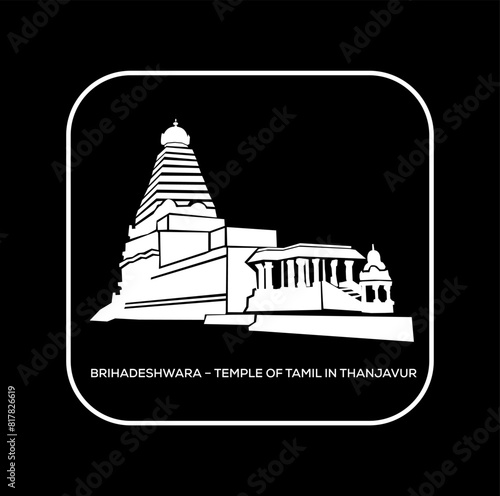Brihadisvara Temple Thanjavur, Tamil Nadu vector icon. Art work