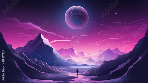 Digital technology purple and pink science fiction space poster background