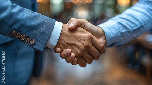 Business executives shake hands following a meeting © IYIKON