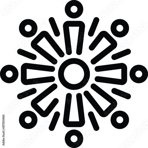 Abstract sunburst pattern icon in black and white with stylized radiating beams vector illustration for modern graphic design and branding emblem decoration