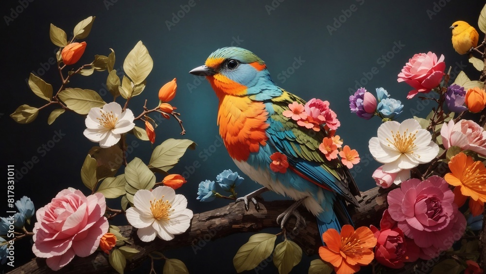 flowers and bird Generated AI flowers and bird Generated AI