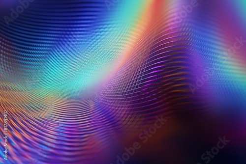 Abstract Colorful neon Wave with Gradient and Dynamic Light holographic Effects. photo