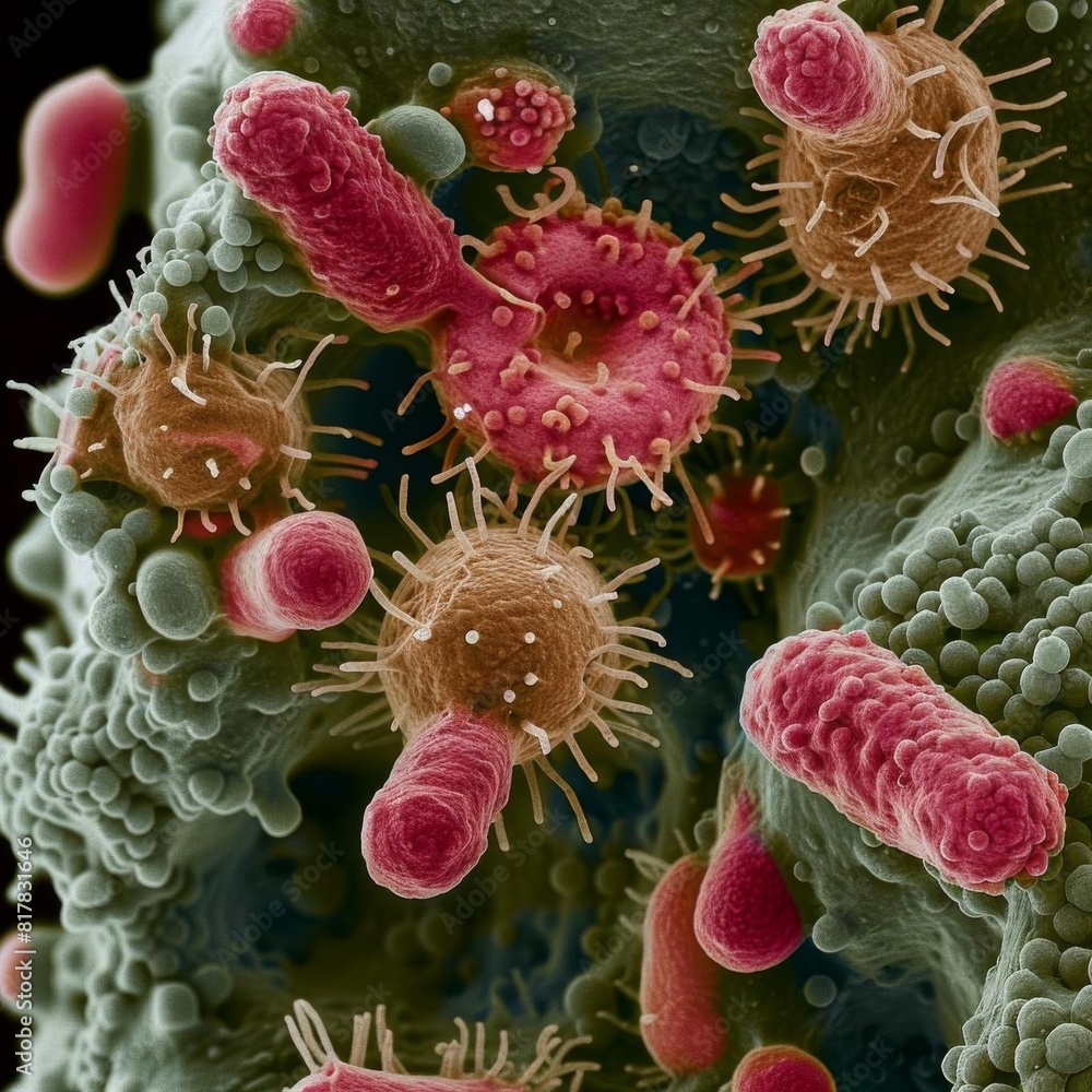 A detailed scanning electron micrograph of Escherichia coli bacteria ...