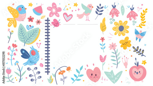 Childish notebook or planner page decorated with cute