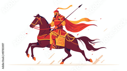 Chinese horse rider warrior of Ancient China. Asian 