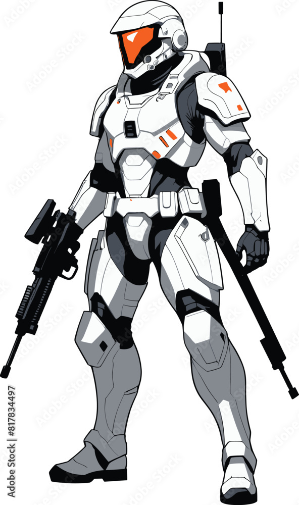 Vector of a futuristic sci-fi robotic soldier Vector of a futuristic sci-fi robotic soldier