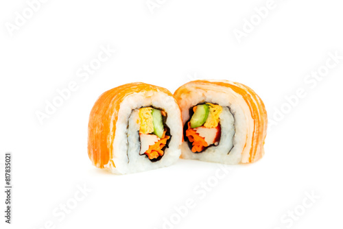 Sushi roll isolated on white background, Traditional Japanese food
