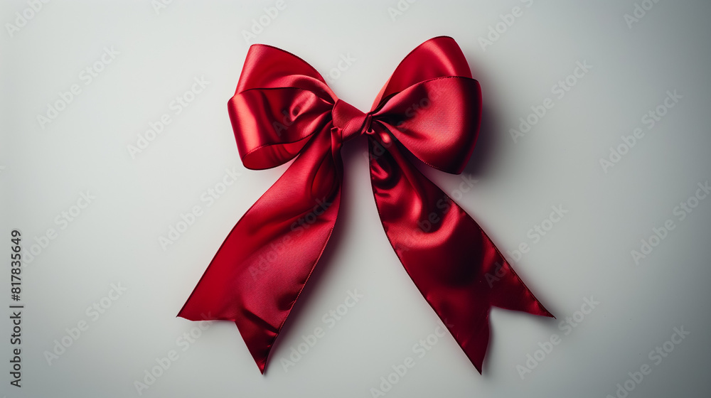 Red ribbon bow on white background Red ribbon bow on white background