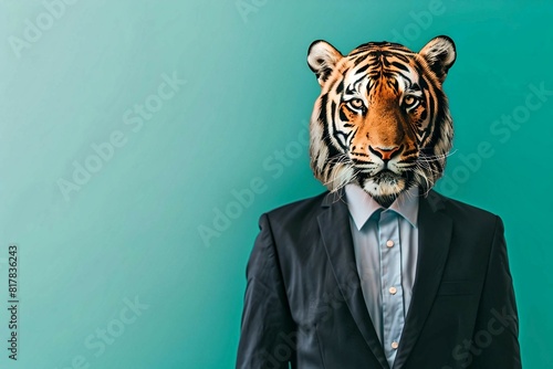 Person with Tiger Head in Business Suit photo