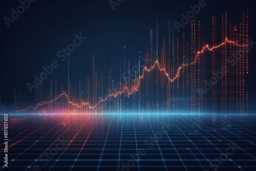 Digital backdrop featuring stock graphs, finance data, economic trends, and trade statistics