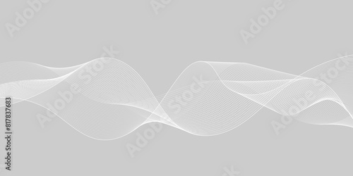 Technology abstract wave lines on white background Vector wavy lines pattern smooth curve flowing dynamic gray white gradient background. futuristic graphic energy sound waves technology concept.