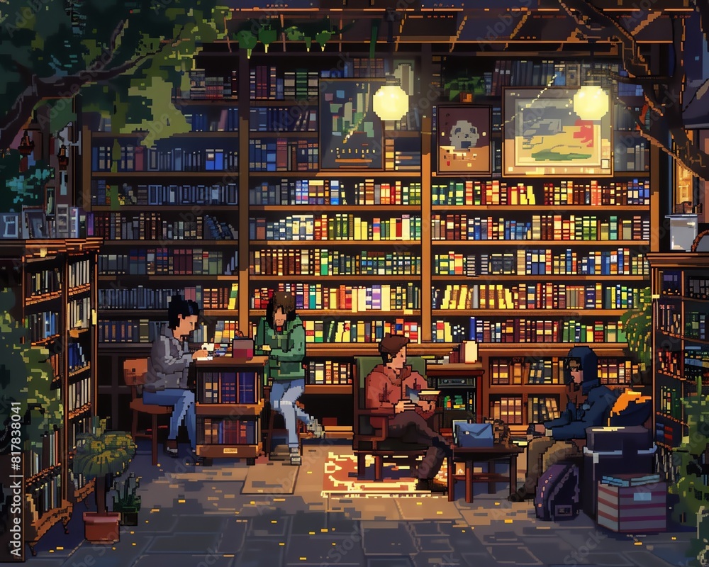 A cozy library with a warm and inviting atmosphere