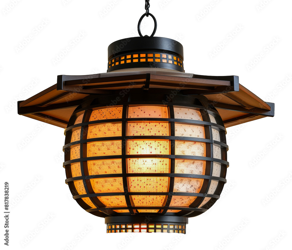 Japanese hanging lantern with ornate woodwork details, cut out - stock png. Japanese hanging lantern with ornate woodwork details, cut out - stock png.
