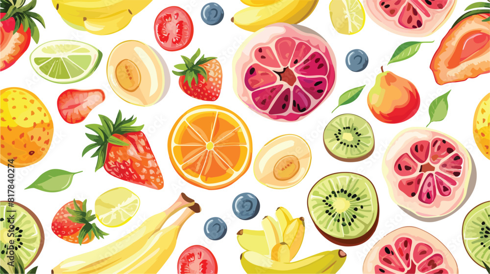 Colorful seamless pattern with tasty sweet fresh juic