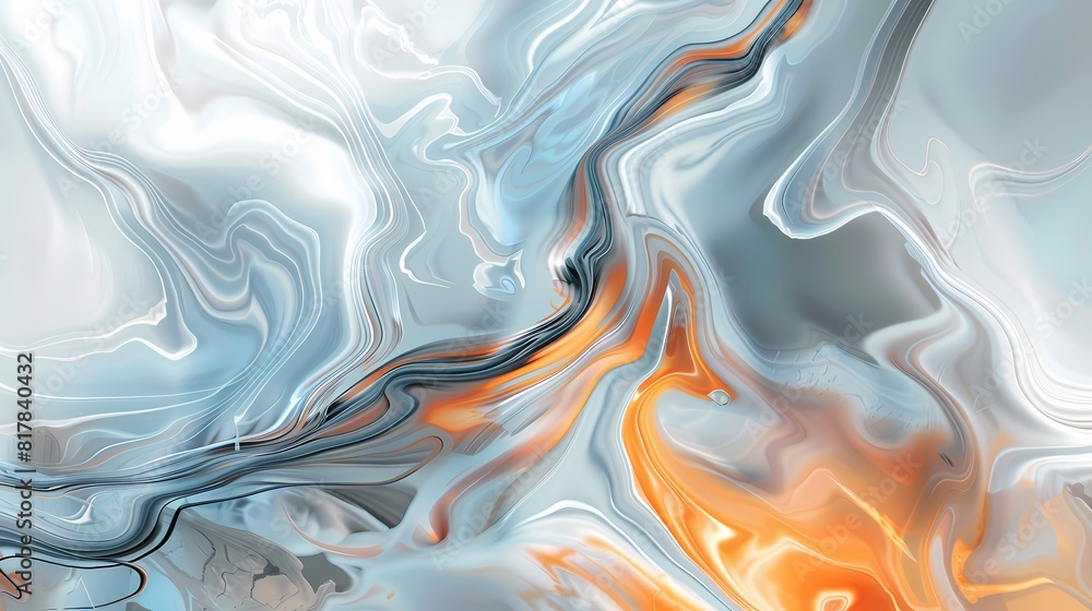 Obraz premium Digital technology orange and blue abstract flowing poster background