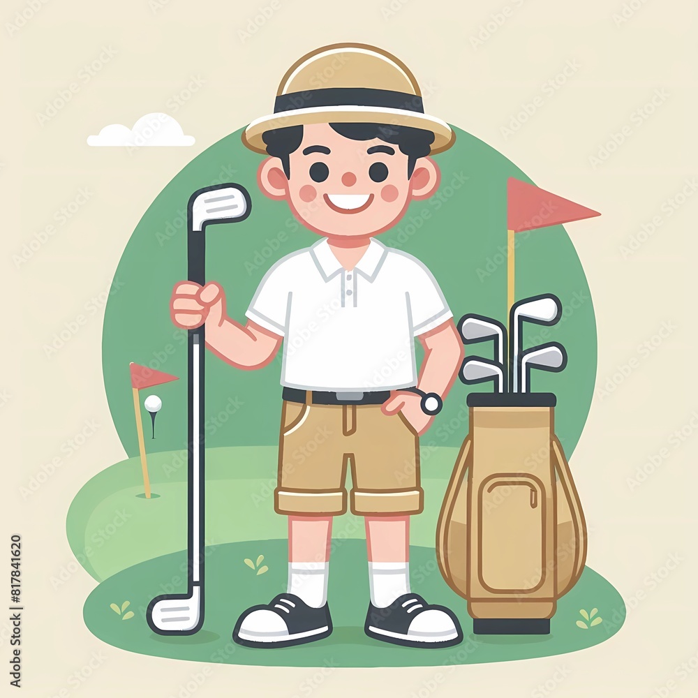 smiling golfer on a golf course smiling golfer on a golf course
