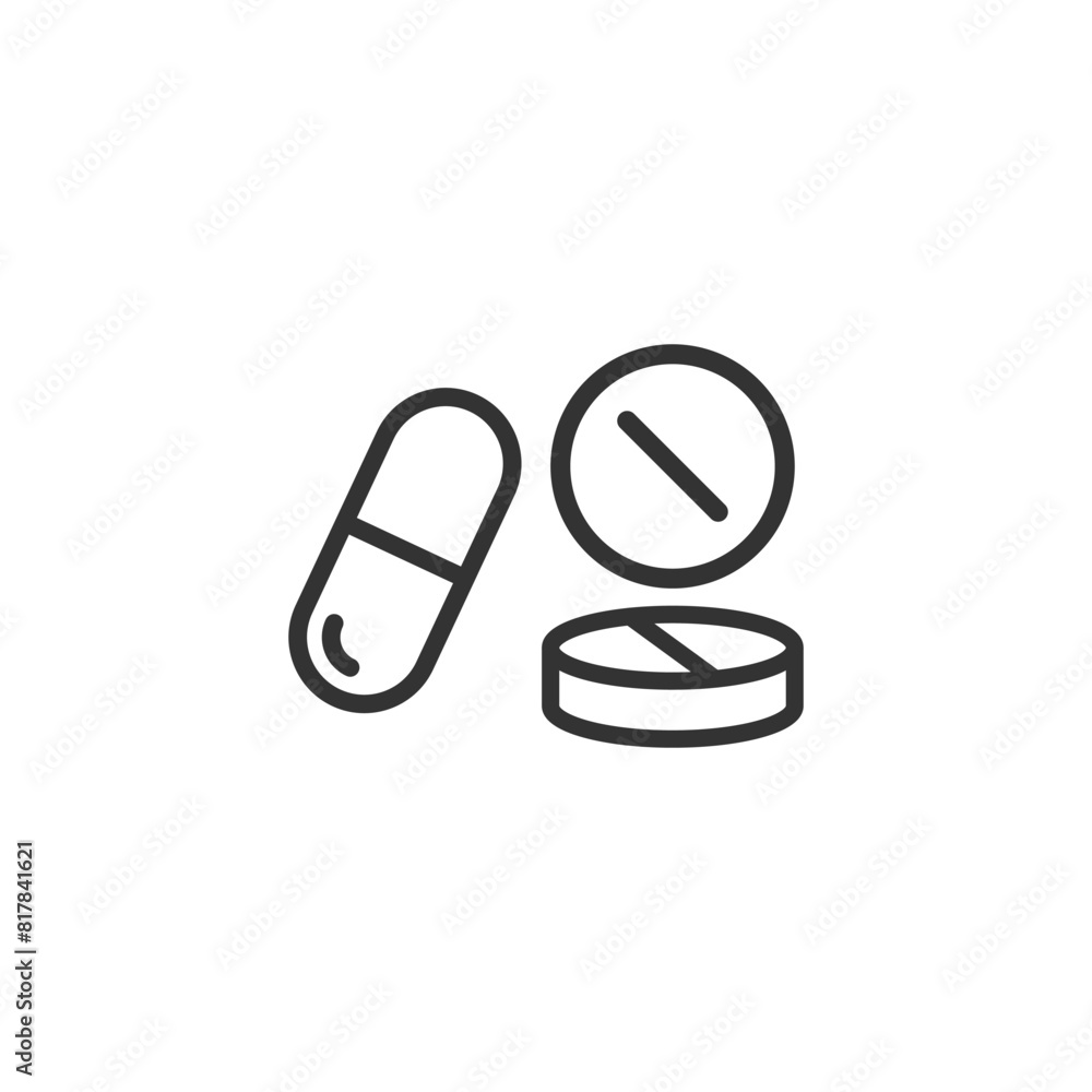 Pills capsules icon in flat style. Medical tablet vector illustration on isolated background. Healthcare drug sign business concept. Pills capsules icon in flat style. Medical tablet vector illustration on isolated background. Healthcare drug sign business concept.