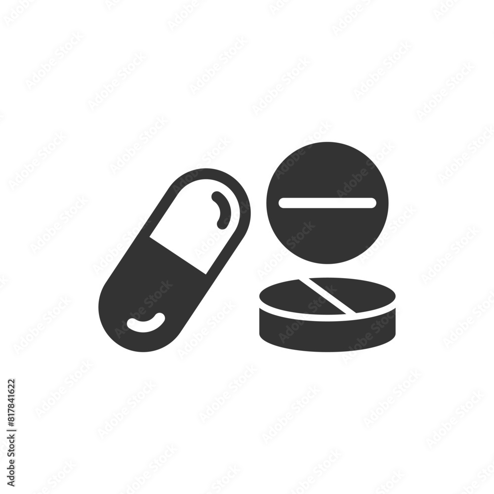 Pills capsules icon in flat style. Medical tablet vector illustration on isolated background. Healthcare drug sign business concept. Pills capsules icon in flat style. Medical tablet vector illustration on isolated background. Healthcare drug sign business concept.