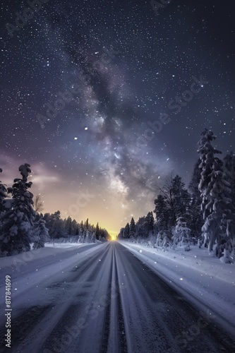 Snowcovered Nordic Wilderness Under a Starry Sky © ZY