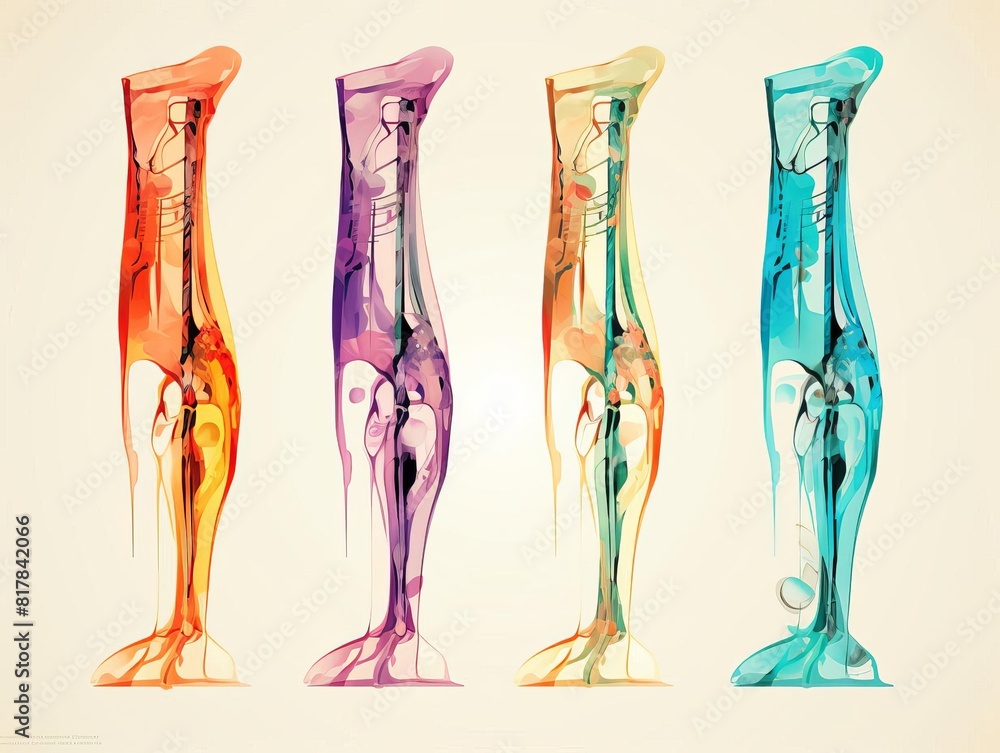 Bone fracture Xray flat design side view injury analysis theme water color triadic color scheme Bone fracture Xray flat design side view injury analysis theme water color triadic color scheme