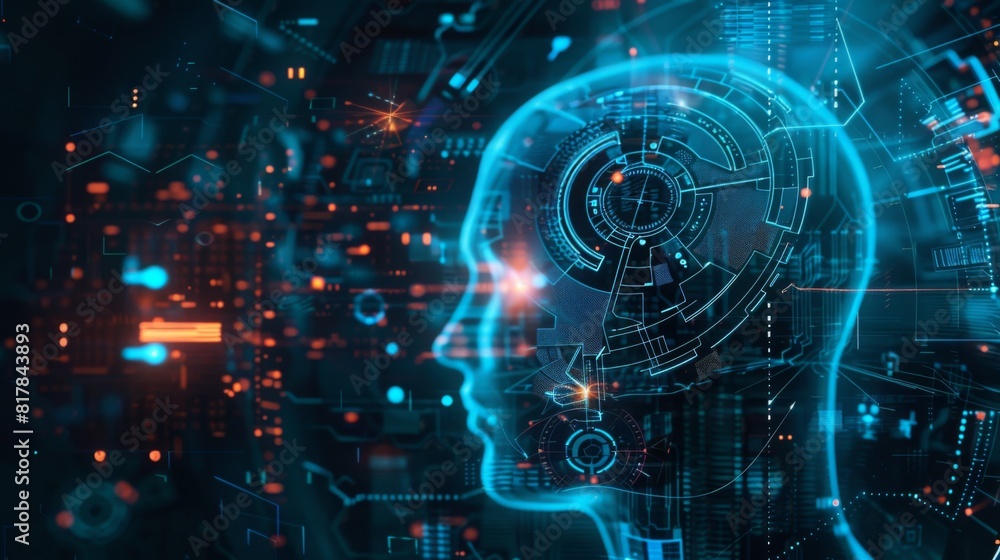 Conceptual technology illustration of artificial intelligence. Abstract futuristic background Conceptual technology illustration of artificial intelligence. Abstract futuristic background