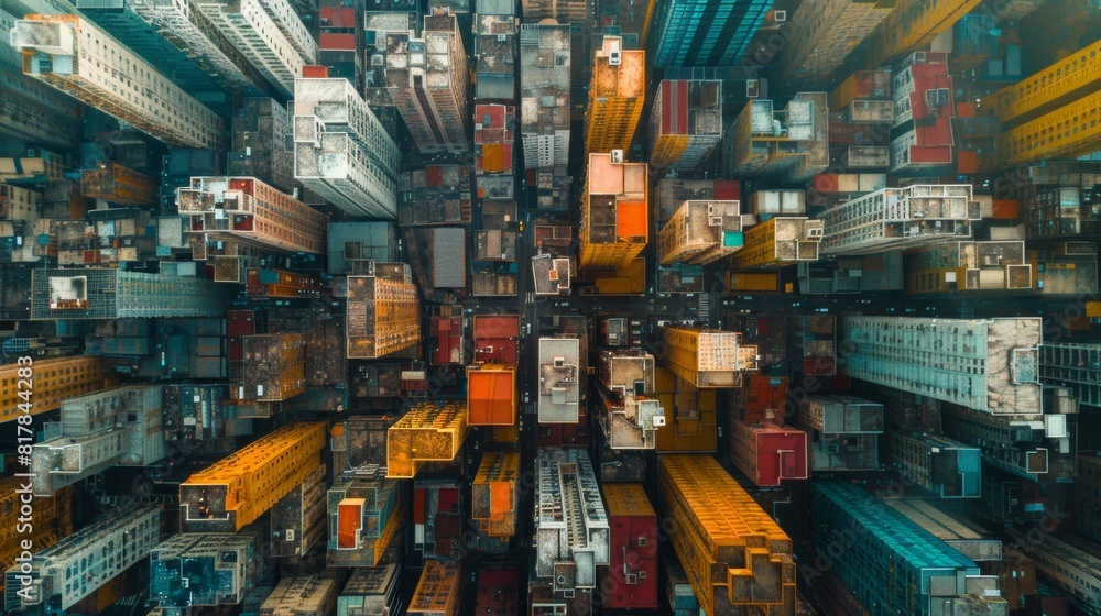 Aerial view of city blocks creating an abstract pattern. Aerial view of city blocks creating an abstract pattern.