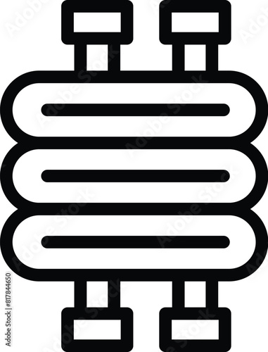 Vector illustration icon of a central heating radiator in a simple black and white outline