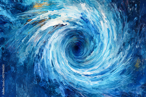 A blue spiral with a white center.