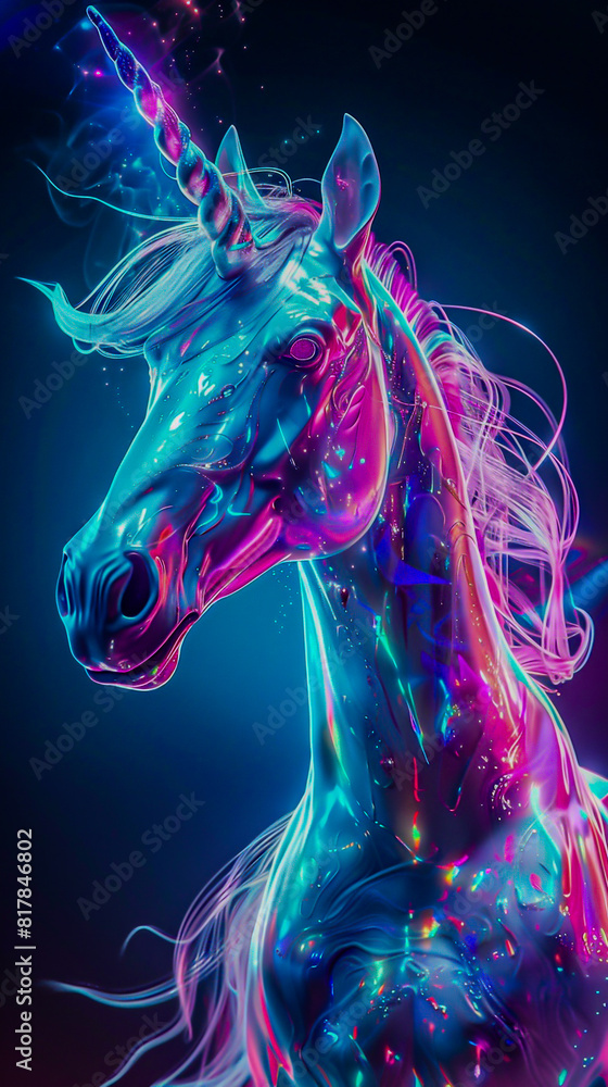 Neon Glowing Unicorn Art Neon Glowing Unicorn Art