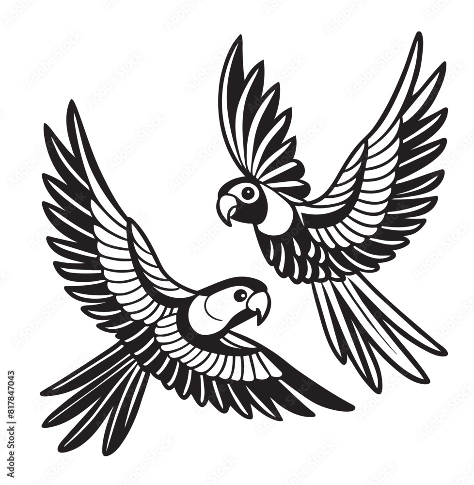 Obraz premium vector parrot flying silhouette