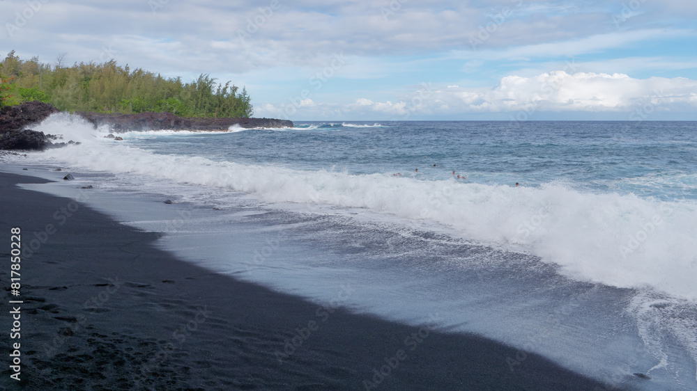 Fototapeta premium Kehena black sand beach in the Big Island's Puna district, Hawaii