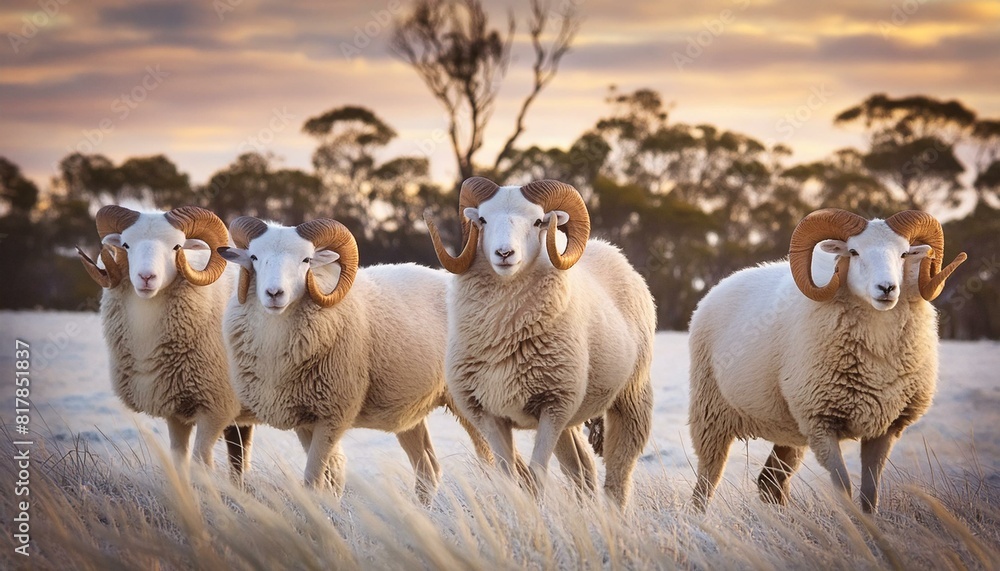 Fototapeta premium Animal farm sheep lambs cattle farming