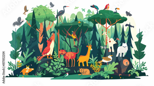 Ecosystem biodiversity concept. Different forest habit