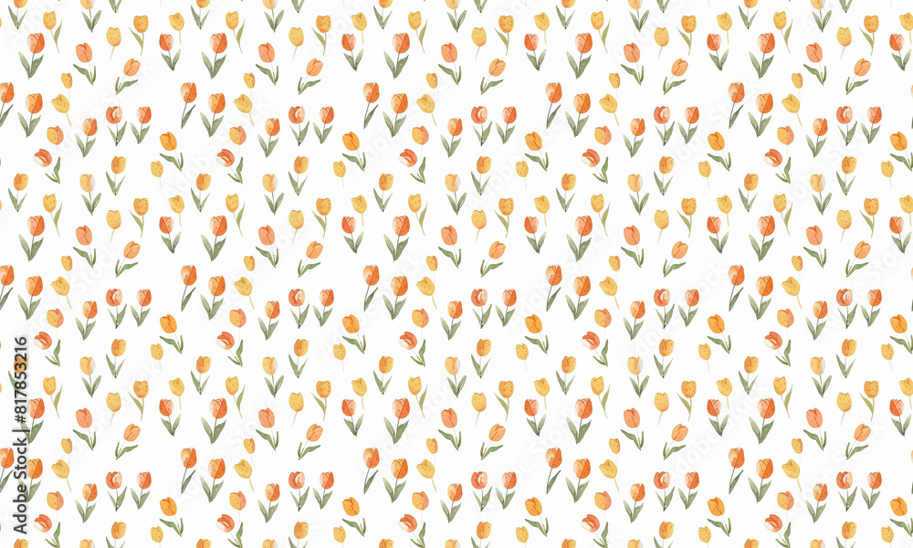 orange and yellow tulip pattern on a white background orange and yellow tulip pattern on a white background