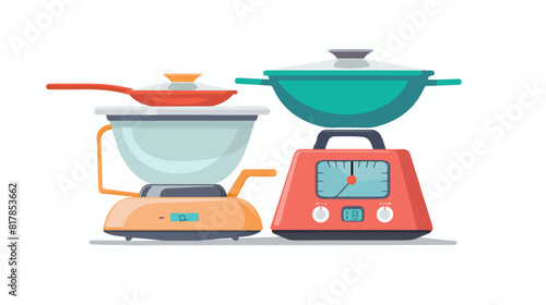 Digital kitchen scales. Electronic weights weighing 