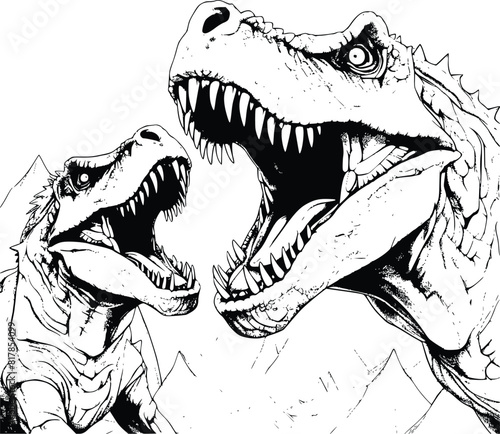 Dinosaurs Fighting Coloring Pages for Kids